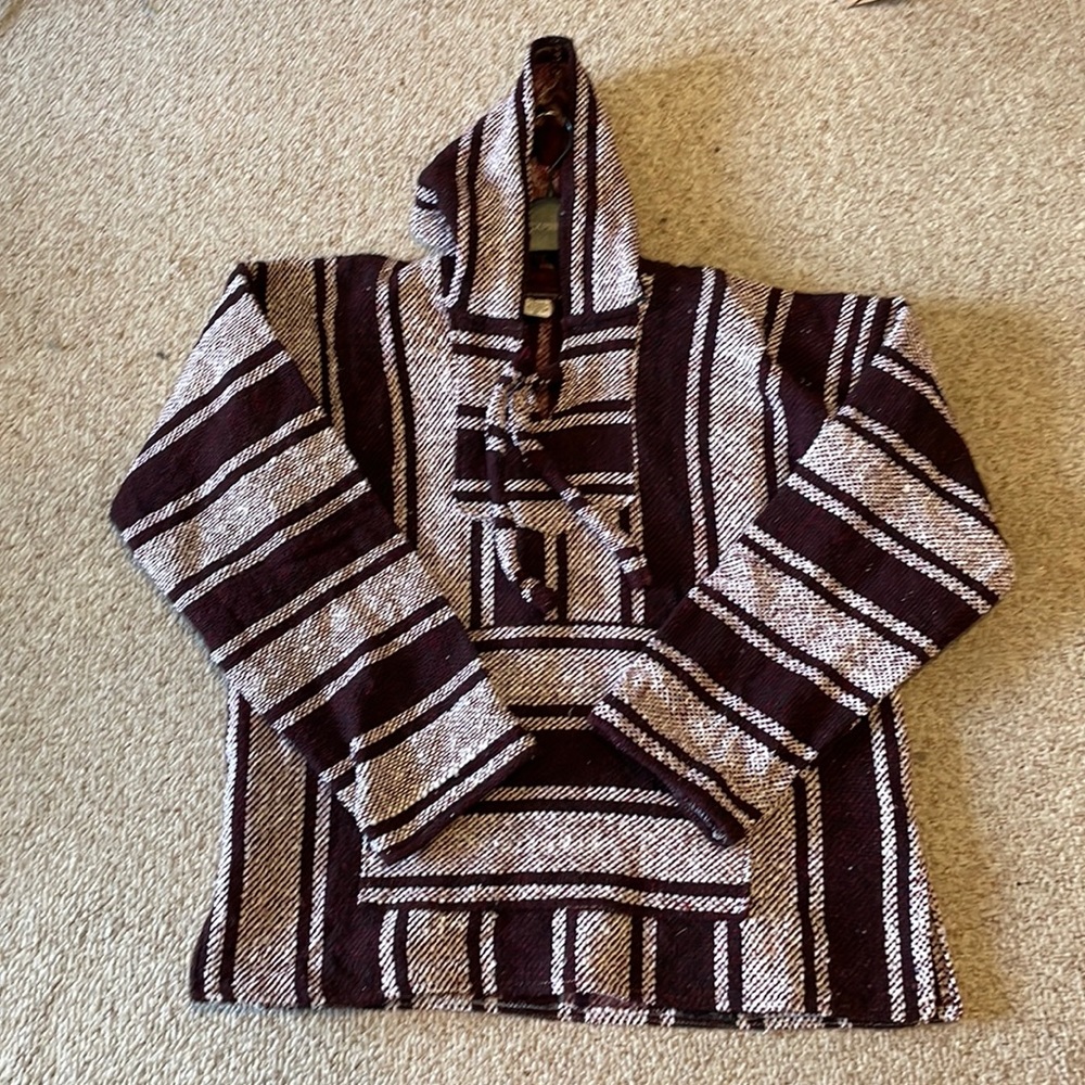 Maroon & White Poncho